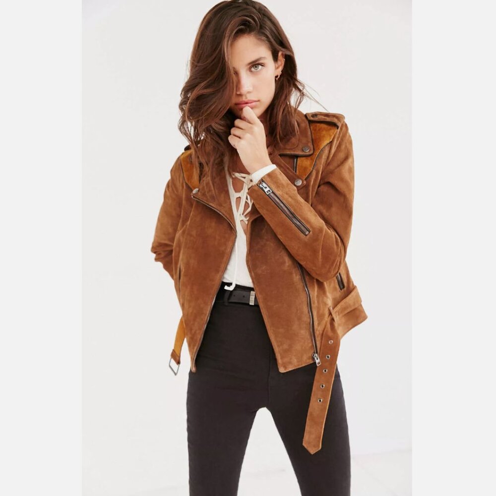 NEW Ecote Genuine Suede Spliced Western Jacket size Small MSRP: $269 urban
